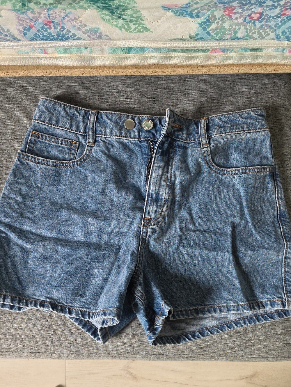 Frank & Oak Light Blue Denim High-Rise Jean Shorts